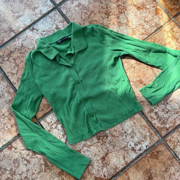 Green Long Sleeve Button Up Shirt - Picture 1 of 2
